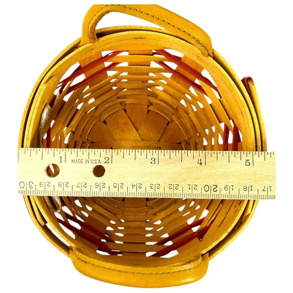 Longaberger PEPPERMINT Tree Trimming Basket Red 1999 w/ Protector Liner & Tie-on